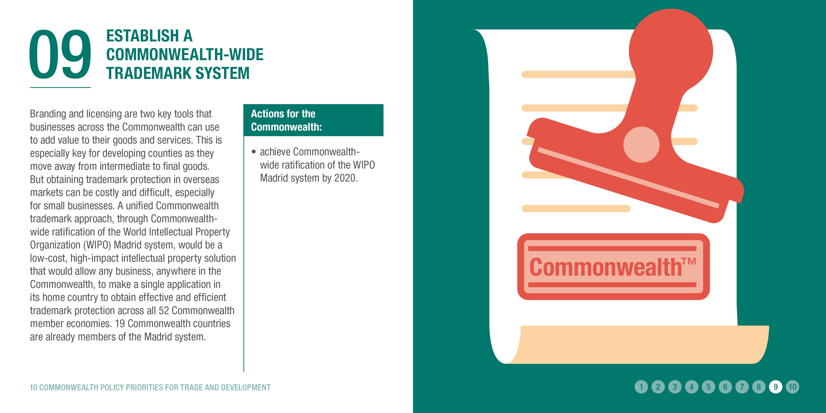 Establish a Commonwealth-wide trademark system
