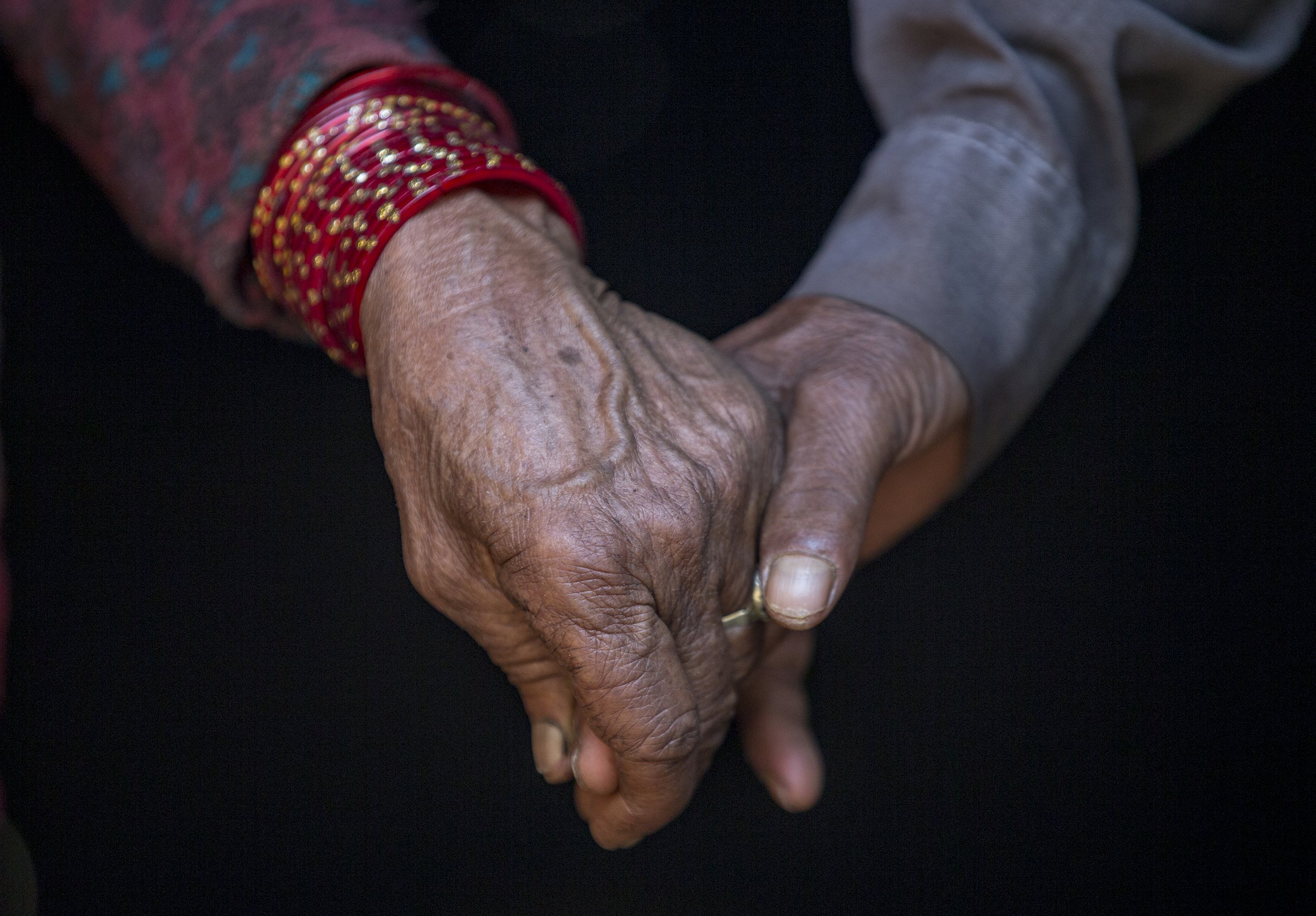 A couple's hands entwined