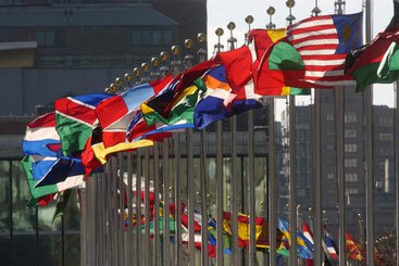 Flags of member nations flying at United Nations Headquarters (UN Photo/Joao Araujo)