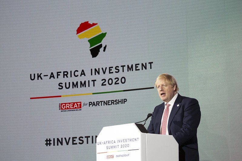 Prime Minister Boris Johnson speaking at the opening of the UK-Africa Investment Summit, in London, 20 January 2020. Photo: DFID/Michael Hughes (CC BY 2.0)