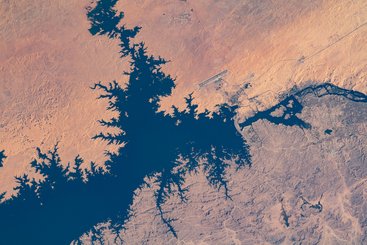 The Aswan Dam separates Lake Nasser from the Nile River.