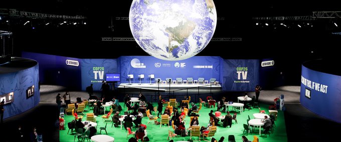 The action zone and globe at the Hydro, Glasgow, COP26