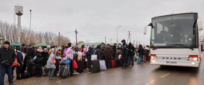 People fleeing the military offensive in Ukraine to Moldova