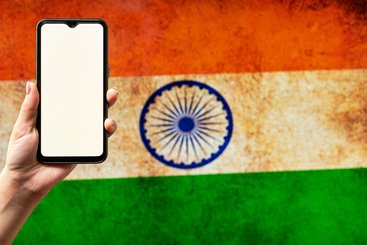India flag with smartphone