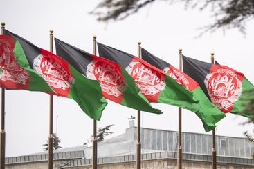 The Afghan Flag waves above the presidential palace, 2018