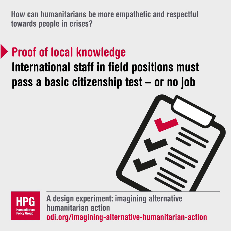 How can humanitarians be more empathetic and respectful towards people in crises?