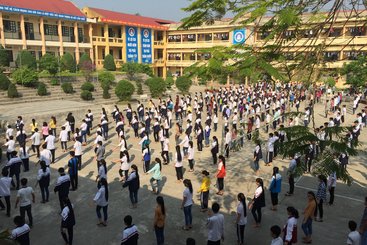 Morning exercises among upper secondary school students, Dien Bien, Viet Nam