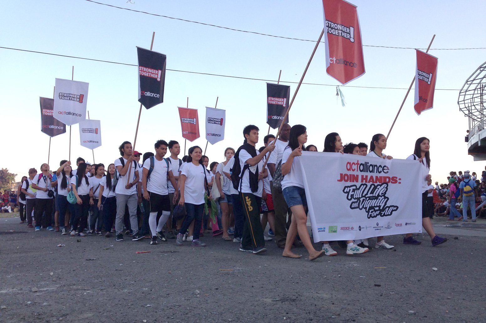 Groups from INGOs, NGOs, and communities rallied to remember the deceased and demand accountability from the duty bearers on the 1st anniversary of Typhoon Haiyan, November 2014.
