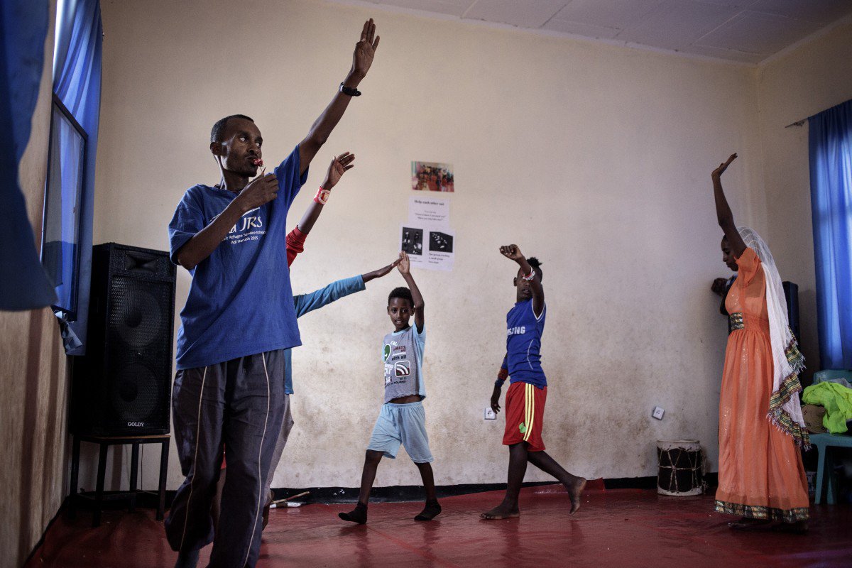 Asmelash, 32, has lived in the Adi Harush camp for more than a year and recently began teaching drama to younger refugees.