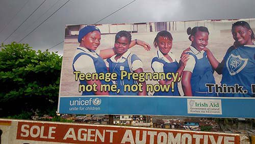 Teenage pregnancy in Sierra Leone billboard